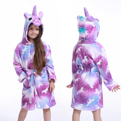 Peignoir Licorne Enfant en Flanelle Polaire