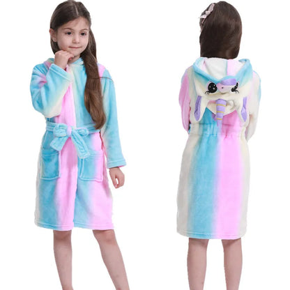 Peignoir Licorne Enfant en Flanelle Polaire