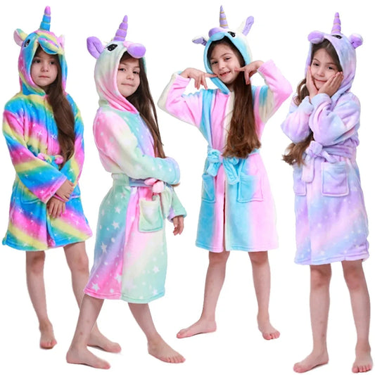 Peignoir Licorne Enfant en Flanelle Polaire