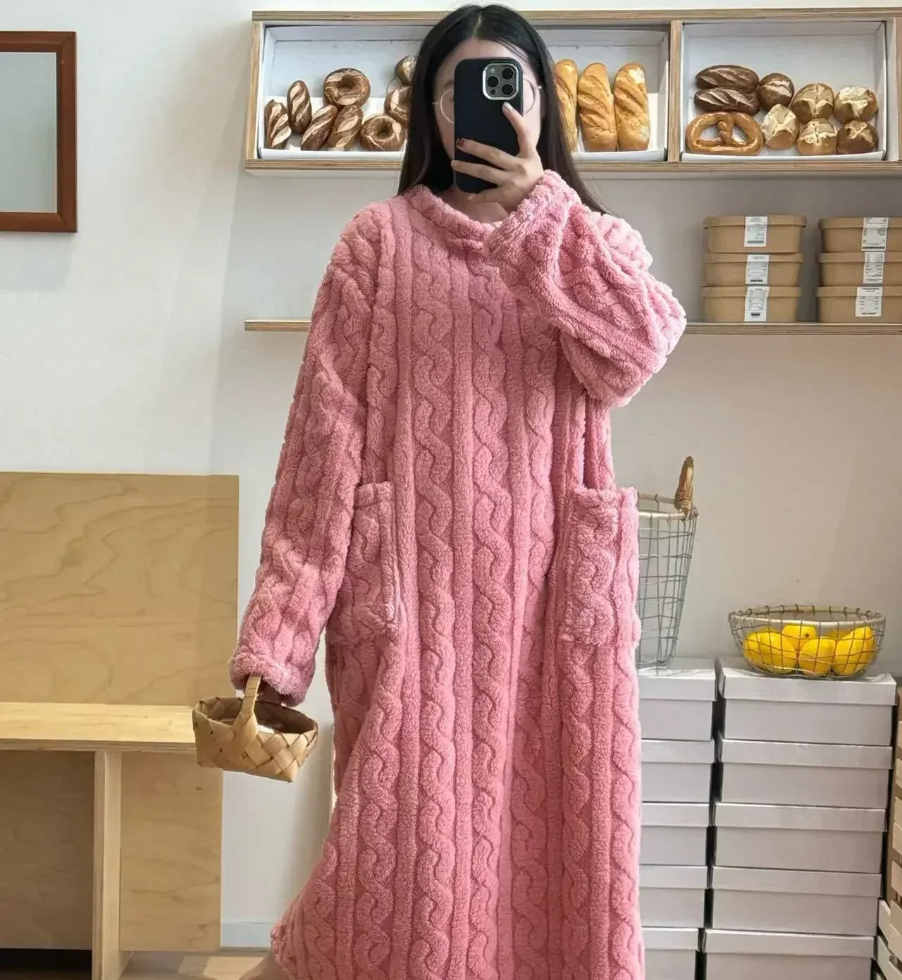 Peignoir Femme Polaire 1 pièce style jacquard