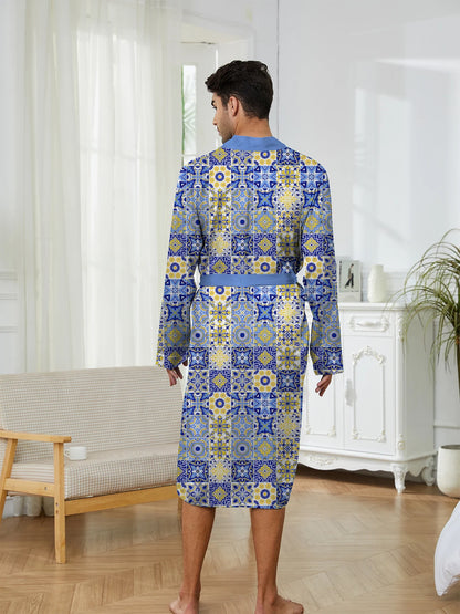 Peignoir Printemps/Automne Imprimé Géométriques Polyester Homme