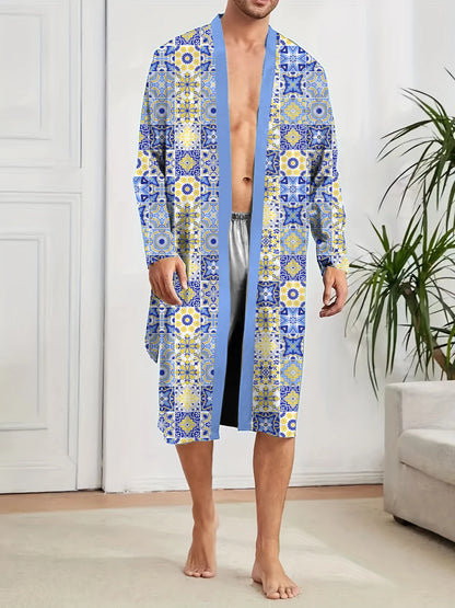 Peignoir Printemps/Automne Imprimé Géométriques Polyester Homme
