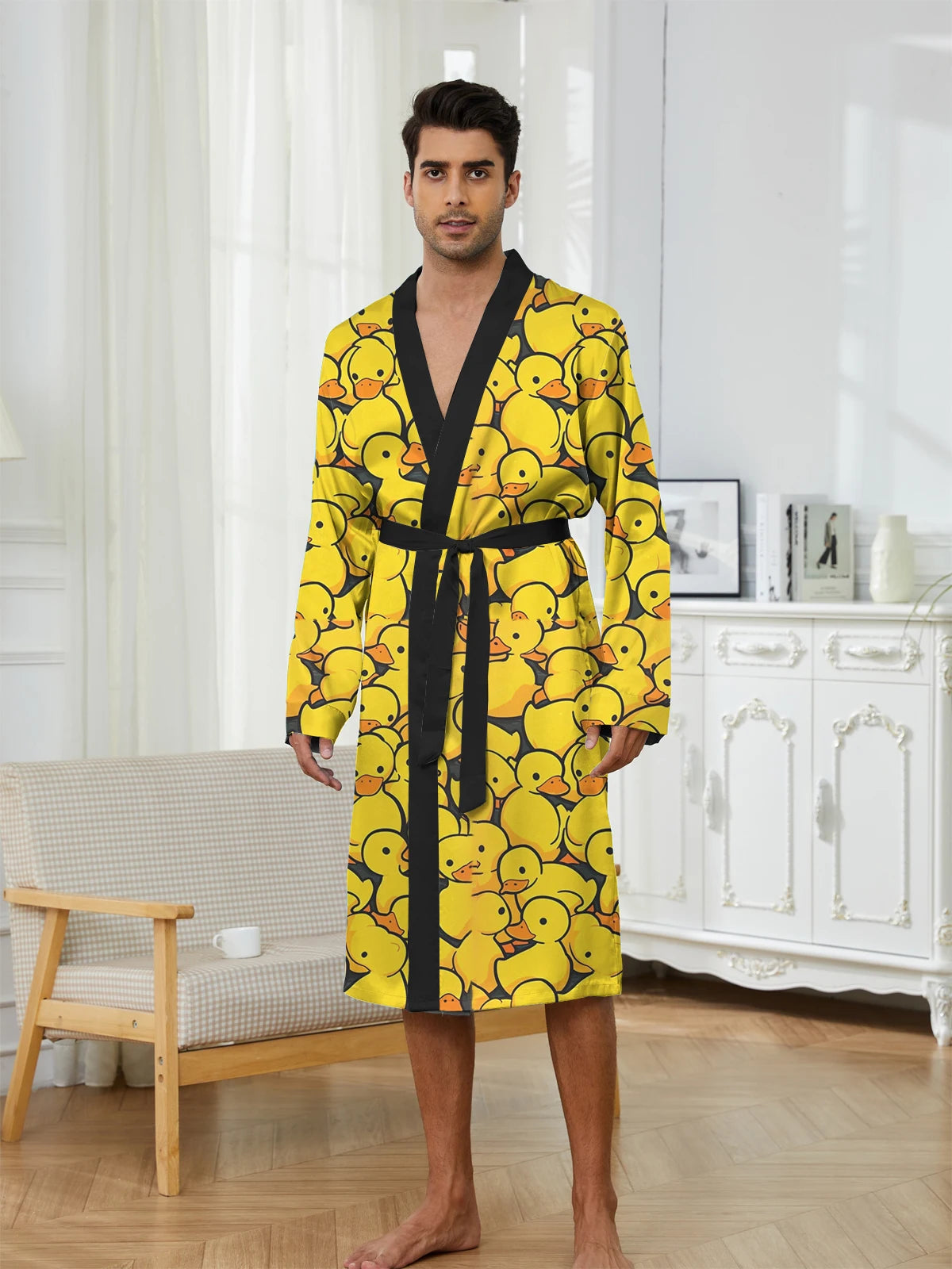 Peignoir Printemps/Automne Imprimé Poussin Polyester Homme