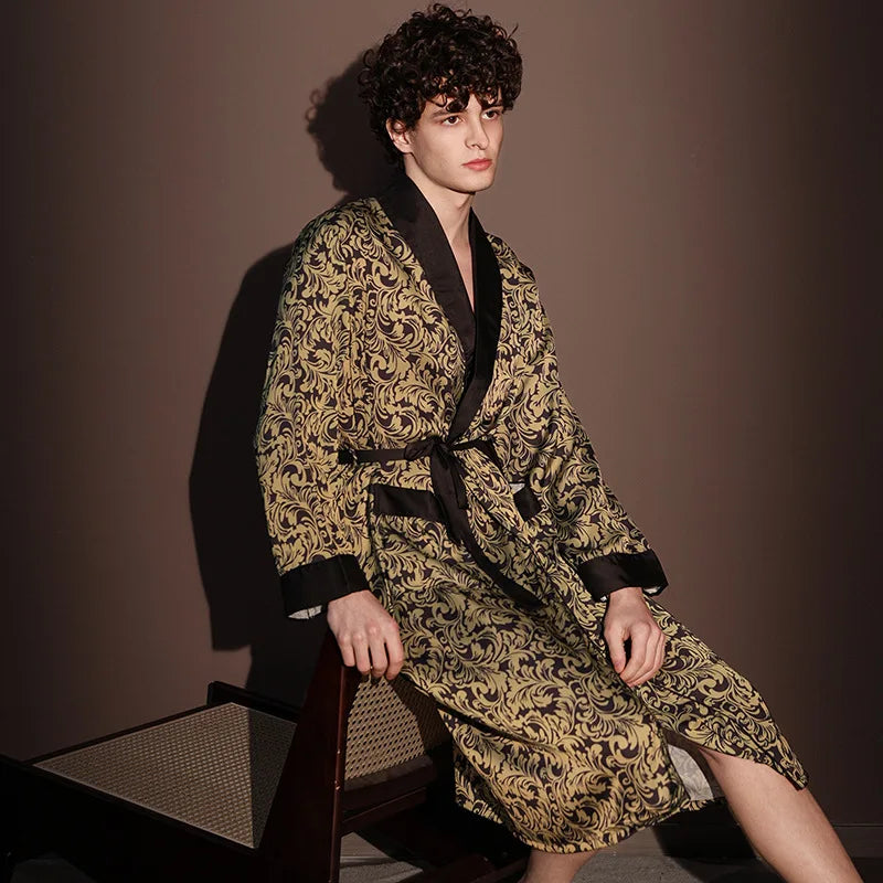 Peignoir Printemps/Été Imprimé Satin Polyester/Élasthanne Homme