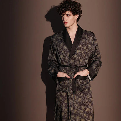 Peignoir Printemps/Été Imprimé Satin Polyester/Élasthanne Homme
