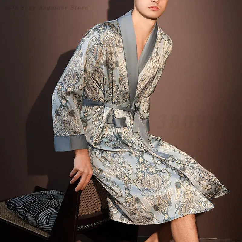 Peignoir Printemps/Été Imprimé Satin Polyester/Élasthanne Homme