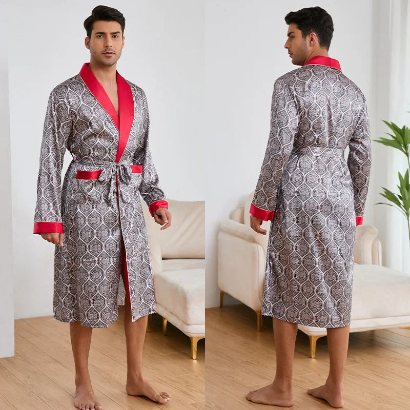 Peignoir Satin Été Polyester/Élasthanne Homme