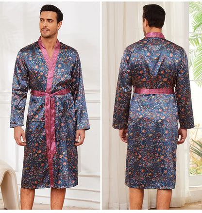 Peignoir Satin Imprimé Polyester/Rayon Homme