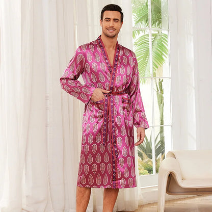 Peignoir Satin Imprimé Polyester/Rayon Homme