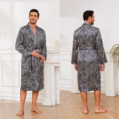 Peignoir Satin Imprimé Polyester/Rayon Homme