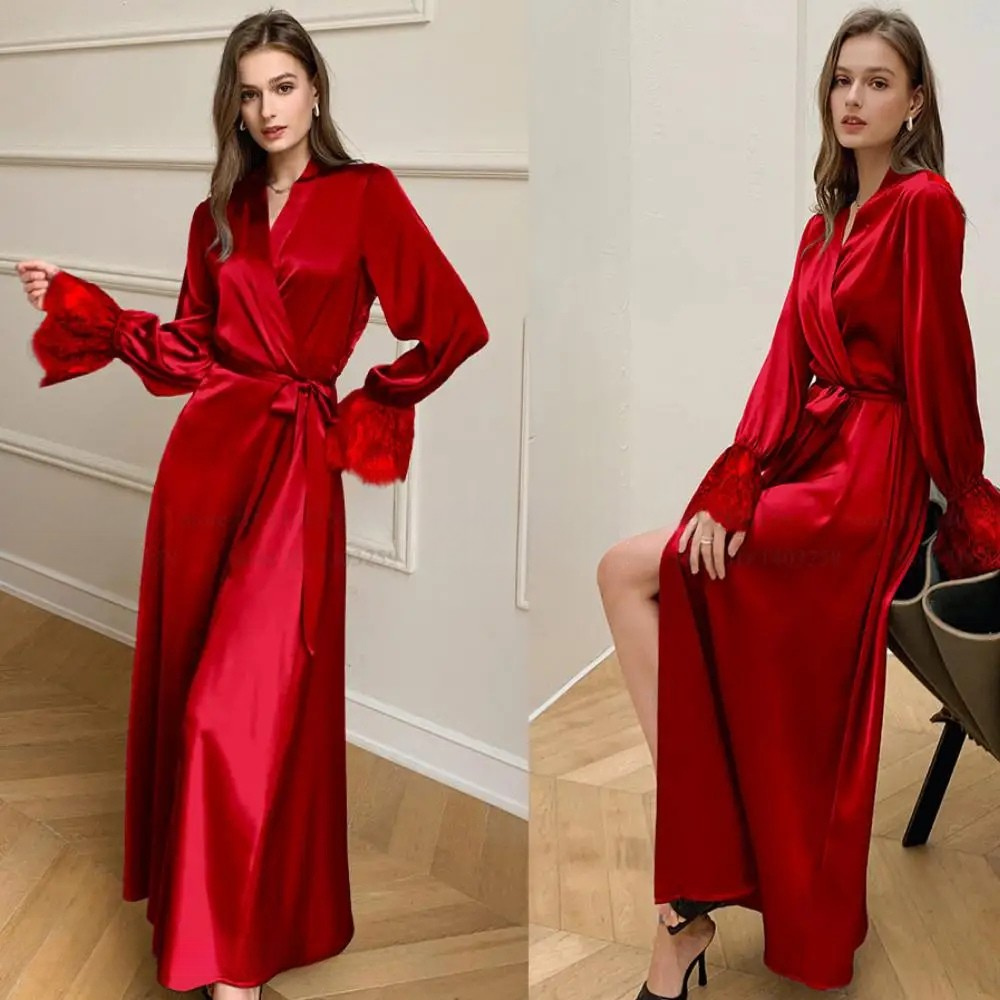 Peignoir Femme Satin Soie Glacée Dos Dénudé