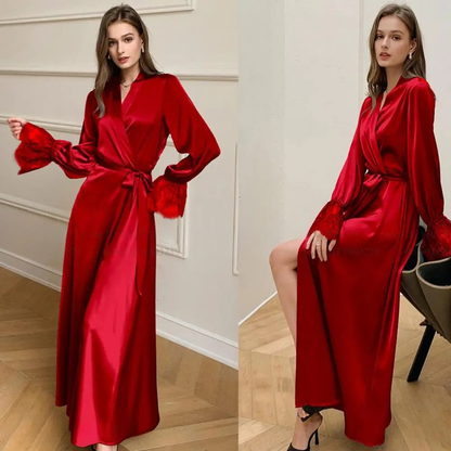 Peignoir Femme Satin Soie Glacée Dos Dénudé