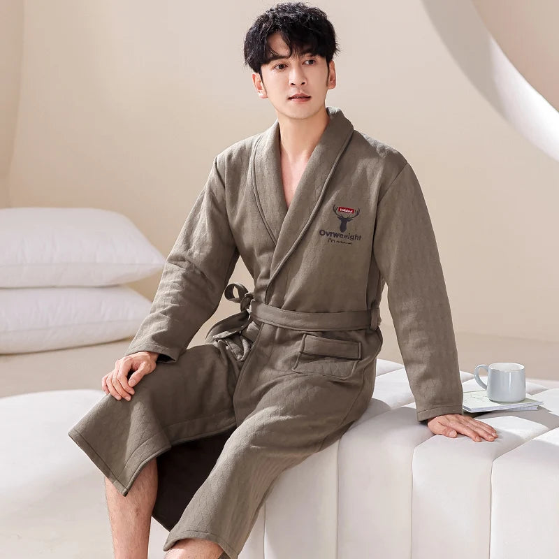 Peignoir Homme Triple Couche Coton/Polyester