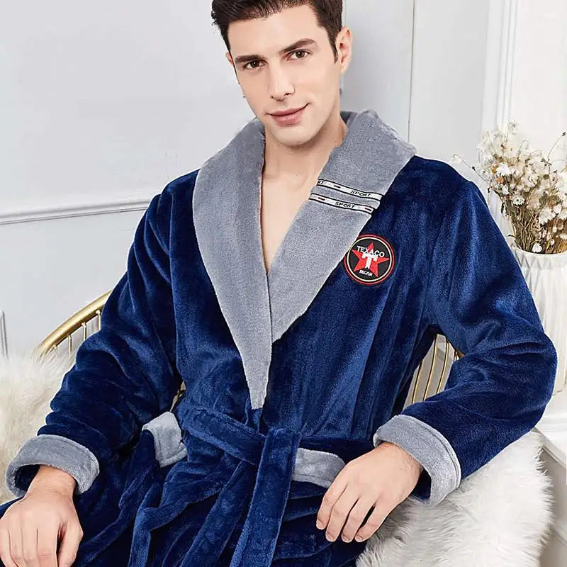 Peignoir automne hiver homme flanelle polyester