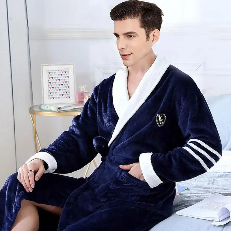 Peignoir automne hiver homme flanelle polyester