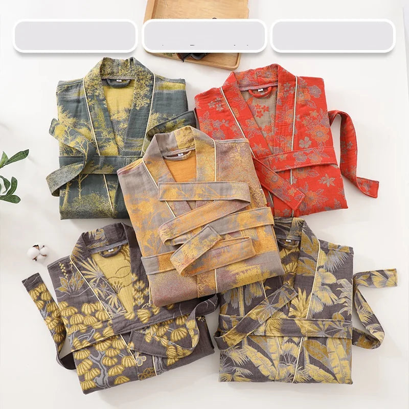 Peignoir coton double couche unisexe