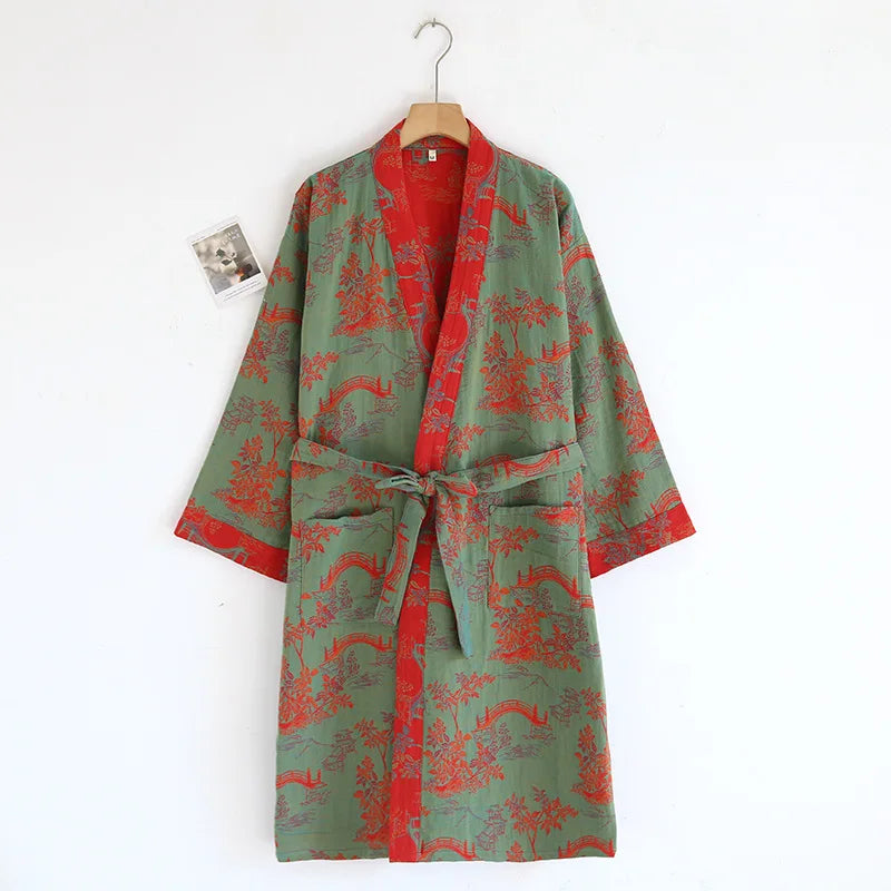 Peignoir coton tissage Jacquard Printemps unisexe