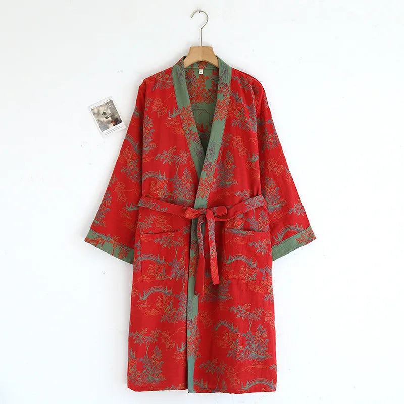 Peignoir coton tissage Jacquard Printemps unisexe