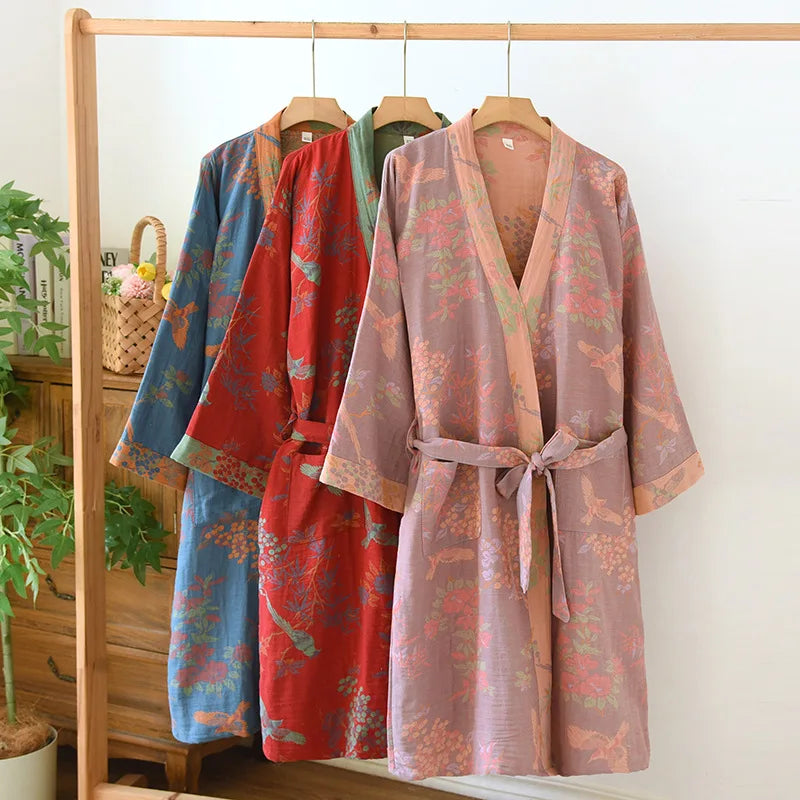 Peignoir coton tissage Jacquard Printemps unisexe