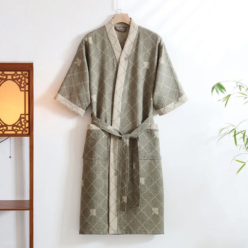 Peignoir coton tissage Jacquard automne unisexe