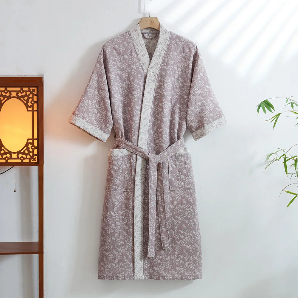 Peignoir coton tissage Jacquard automne unisexe