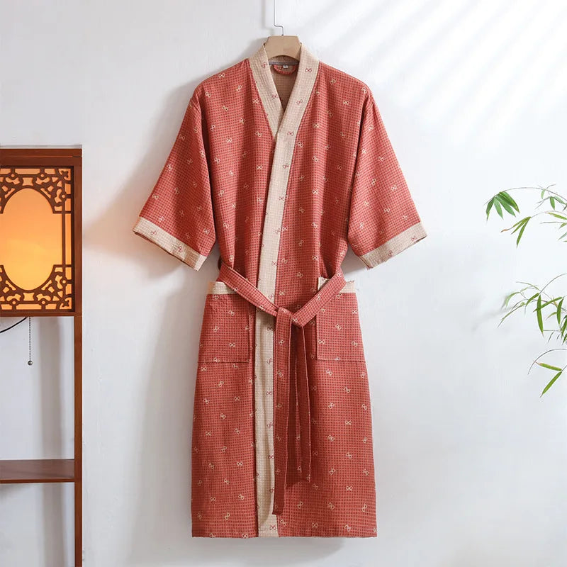 Peignoir coton tissage Jacquard automne unisexe