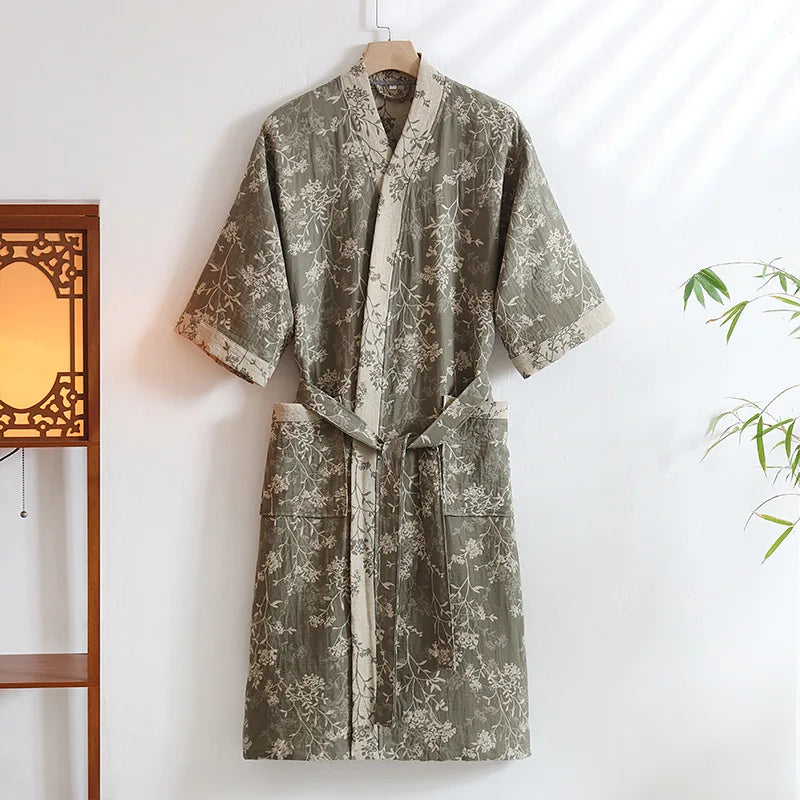 Peignoir coton tissage Jacquard automne unisexe