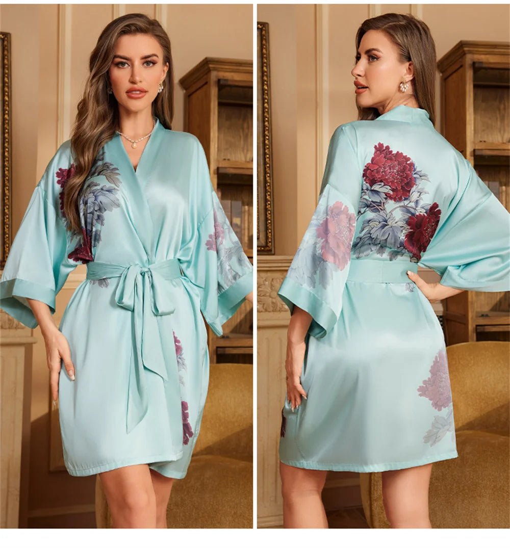 Peignoir court sexy Satin Femme