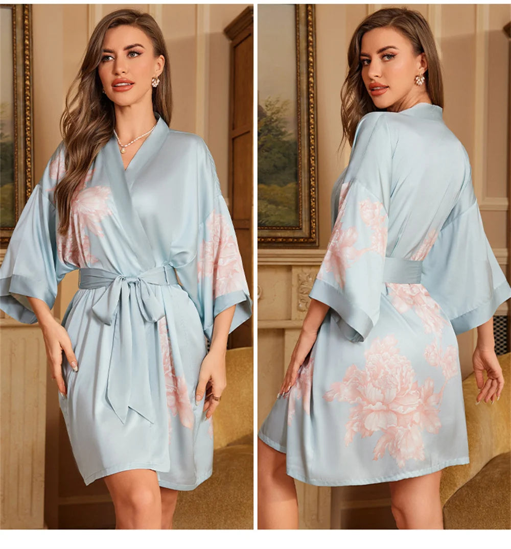 Peignoir court sexy Satin Femme