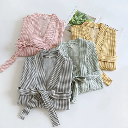 Peignoir de Bain Coton damier Unisexe