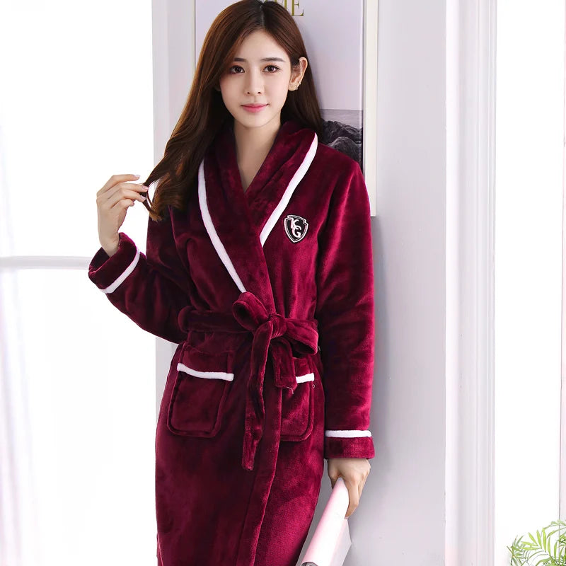 Peignoir de Bain Flanelle/Polaire Hiver Polyester Femme