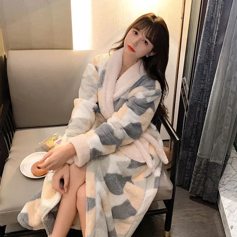 Peignoir de Bain Velours Corail Femme