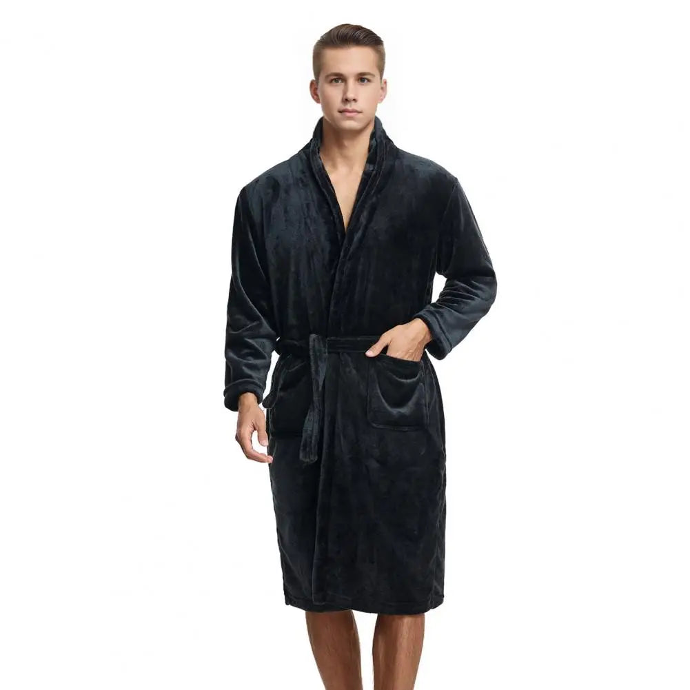Peignoir flanelle homme poche frontale polyester