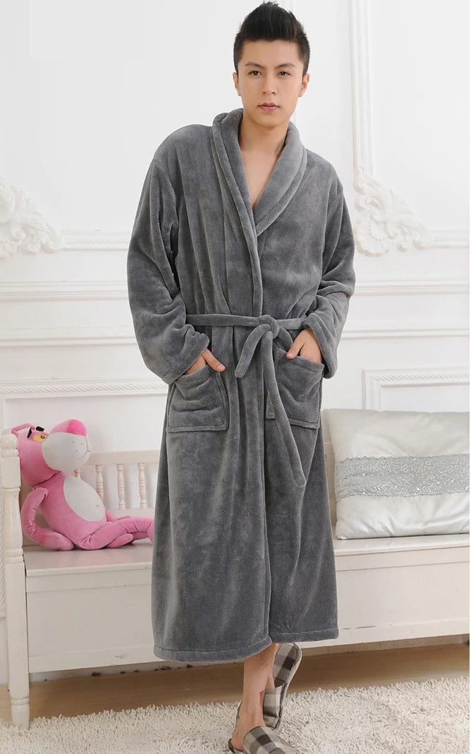 Peignoir Homme Flanelle/Polaire corail Polyester