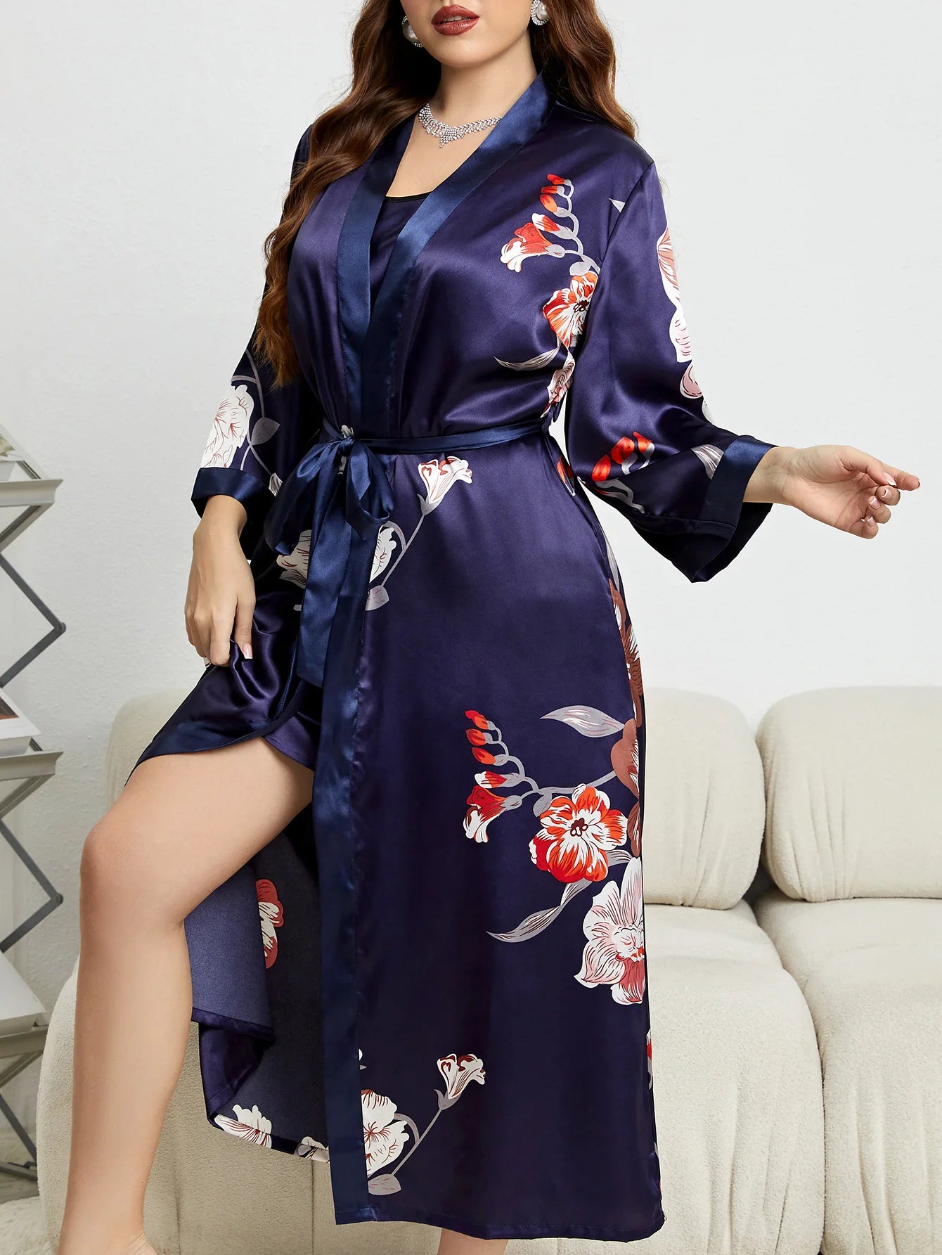 Peignoir grande taille Satin Polyester Femme