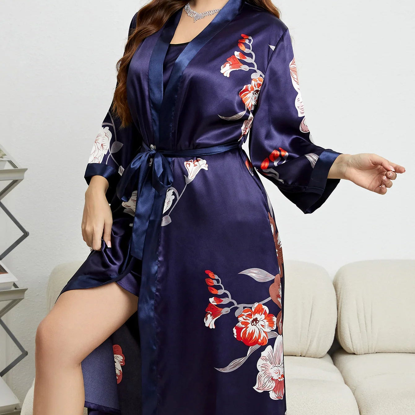 Peignoir grande taille Satin Polyester Femme