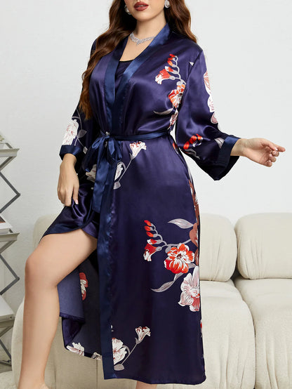 Peignoir grande taille Satin Polyester Femme
