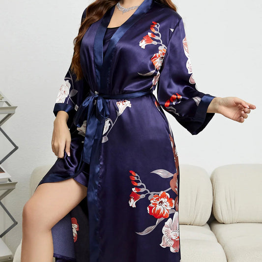 Peignoir grande taille Satin Polyester Femme