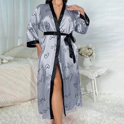 Peignoir Femme grande taille Coeur Satin
