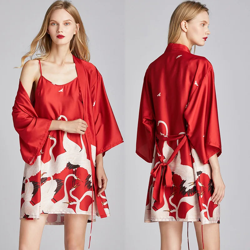 Peignoir printemps Satin Rayon/imitation Soie Femme