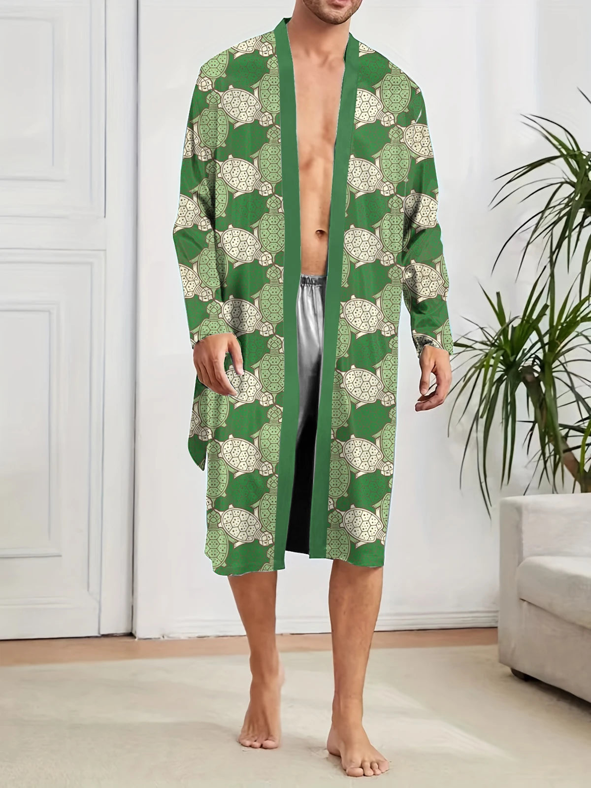 Peignoir printemps/automne imprimé Polyester Homme