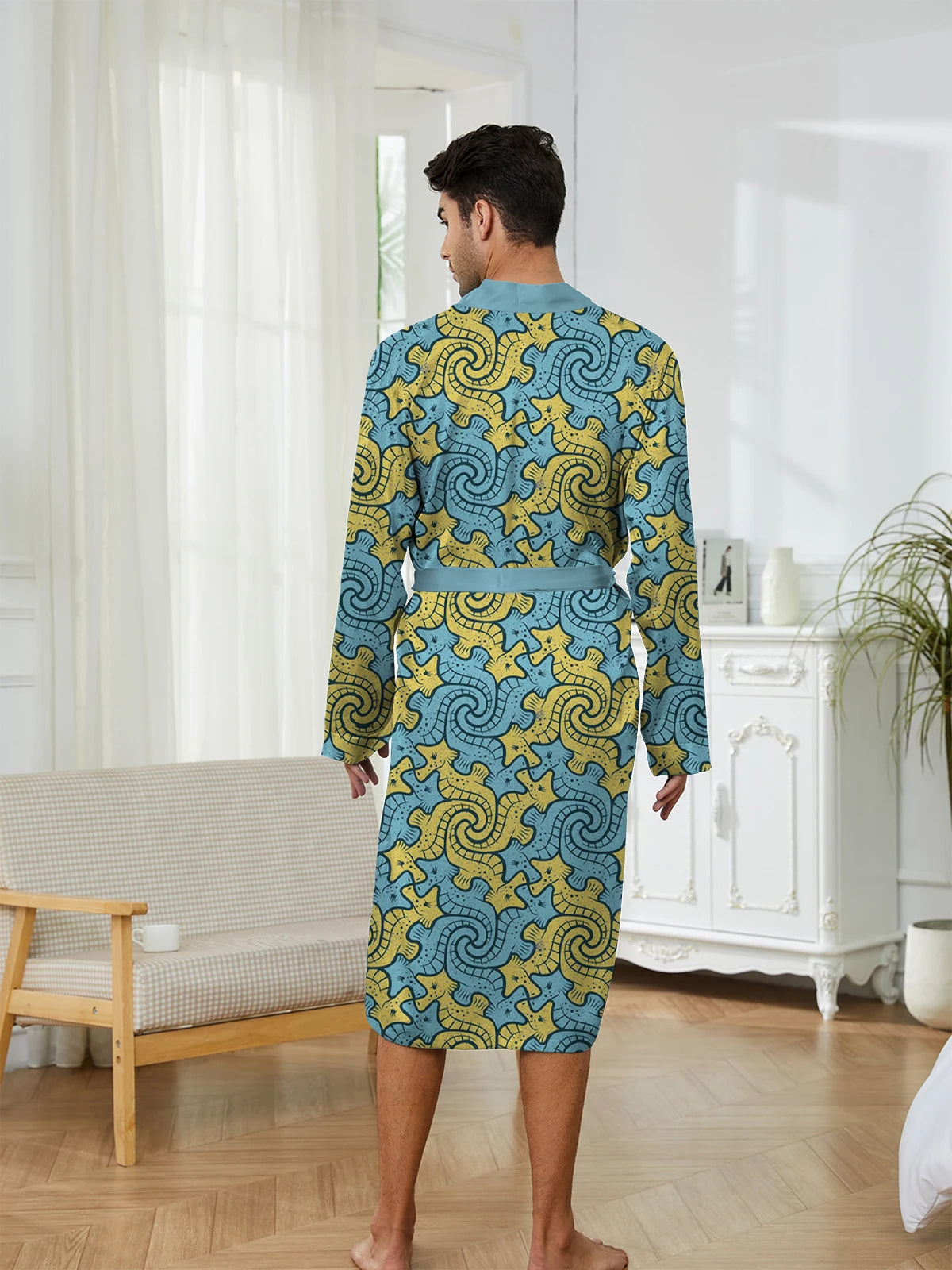 Peignoir printemps/automne imprimé mer Polyester Homme