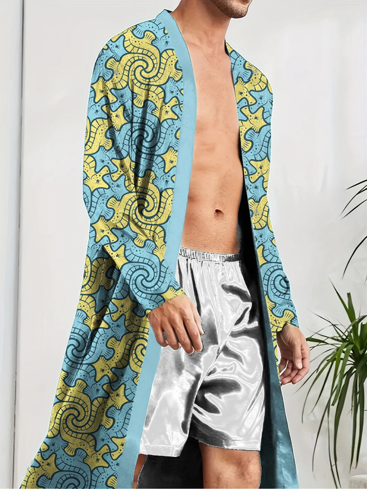 Peignoir printemps/automne imprimé mer Polyester Homme