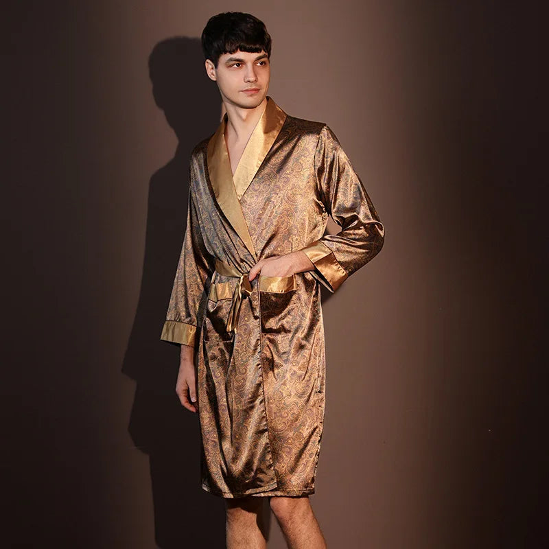 Peignoir soie glacée haut de gamme polyester Homme