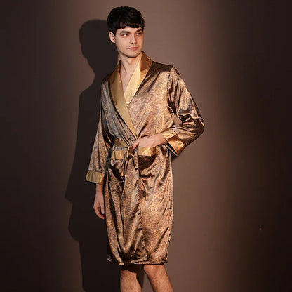 Peignoir soie glacée haut de gamme polyester Homme