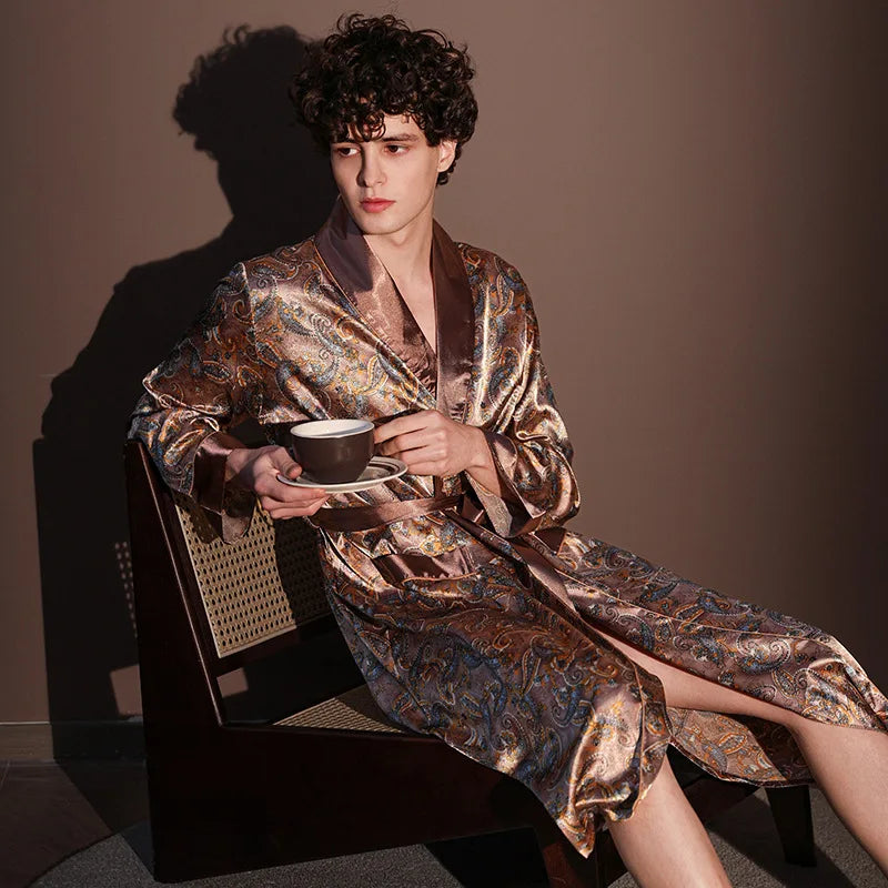 Peignoir soie glacée haut de gamme polyester Homme