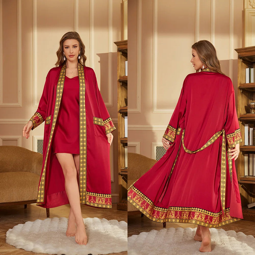 Peignoir style baroque satin polyester homme et femme
