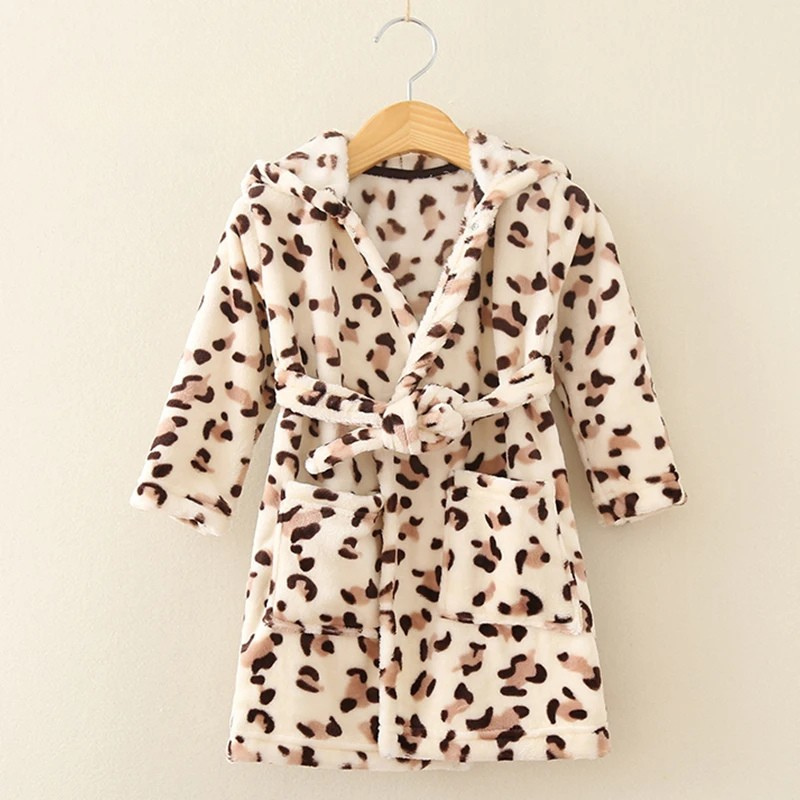 Peignoir Flanelle Enfant Unisexe Léopard