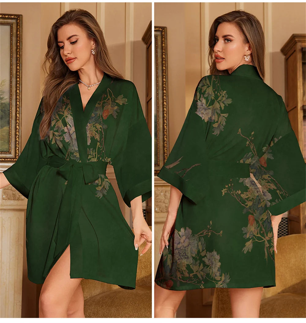 Peignoir court sexy Satin Femme