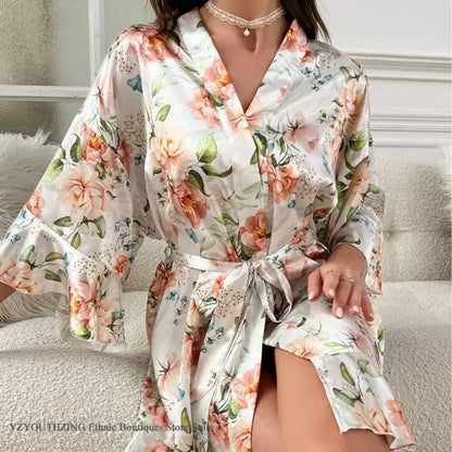 Peignoir imprimé fleur polyester Femme